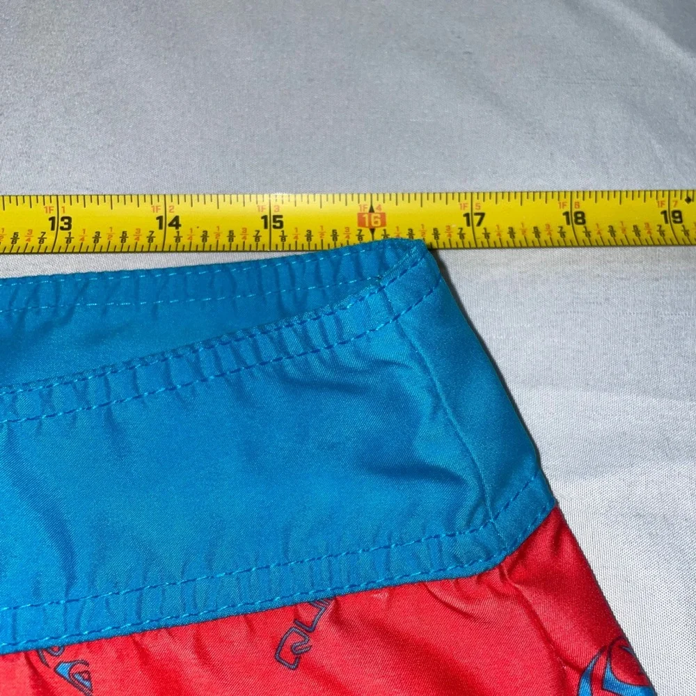 Quiksilver Mens Red Blue Logo Print Board Shorts Cargo Pocket Size 34